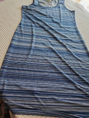 Brochure Striped Blue Tank Dress Sz XL